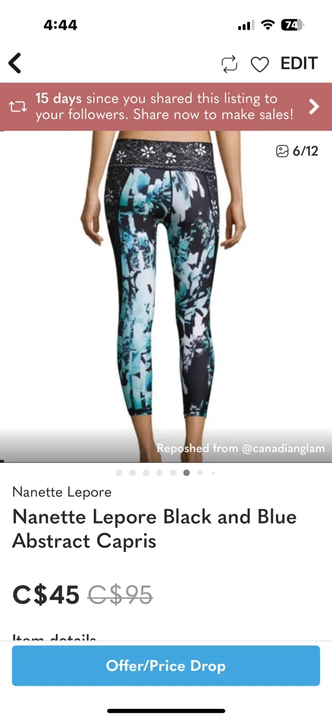 Nanette Lepore Black/Blue Abstract Capris image indicator(6)