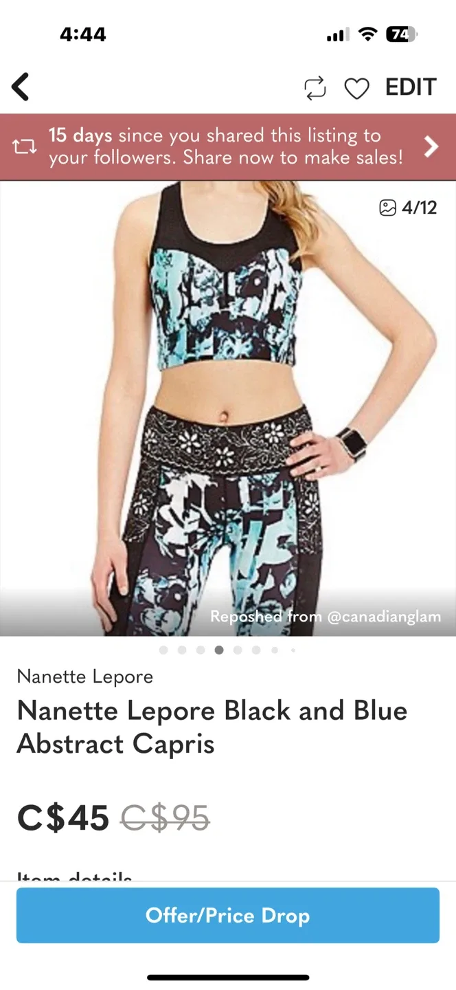Nanette Lepore Black/Blue Abstract Capris image indicator(4)