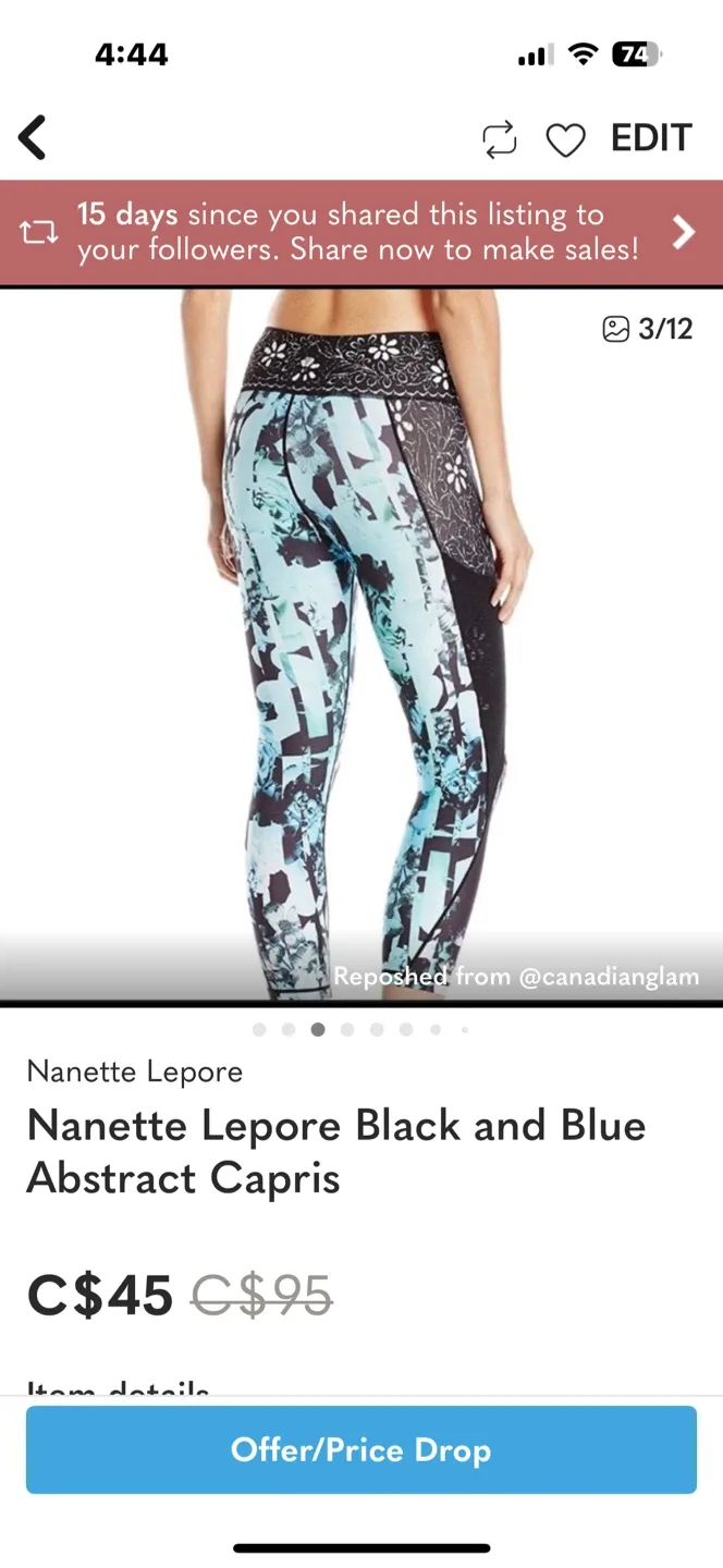 Nanette Lepore Black/Blue Abstract Capris image indicator(3)