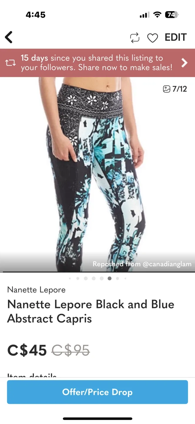 Nanette Lepore Black/Blue Abstract Capris image indicator(7)