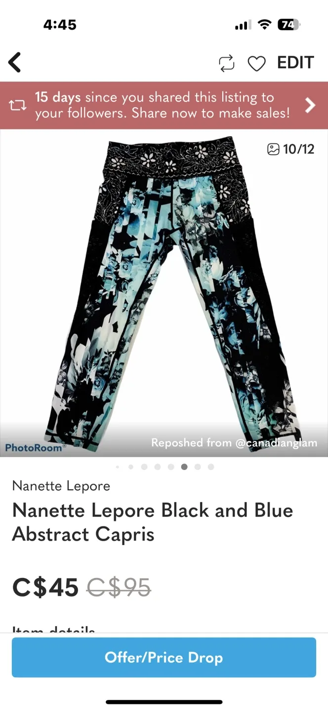 Nanette Lepore Black/Blue Abstract Capris image indicator(9)