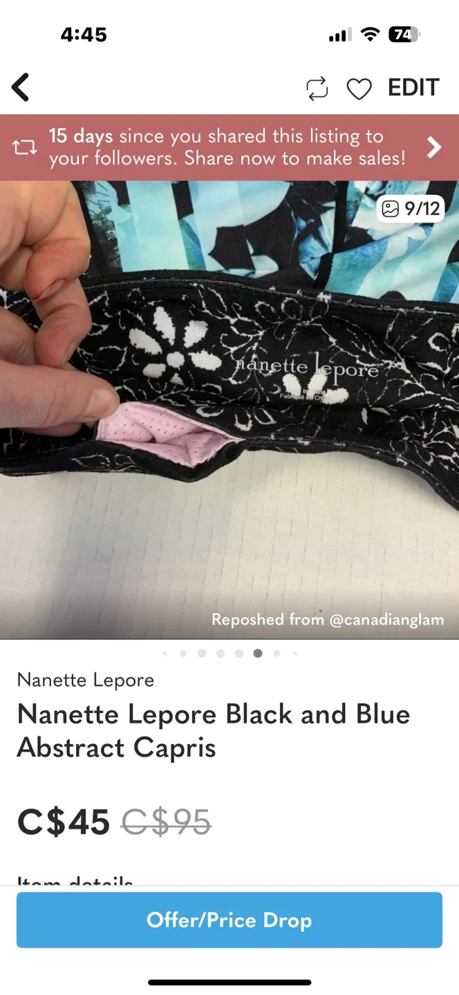 Nanette Lepore Black/Blue Abstract Capris image indicator(8)