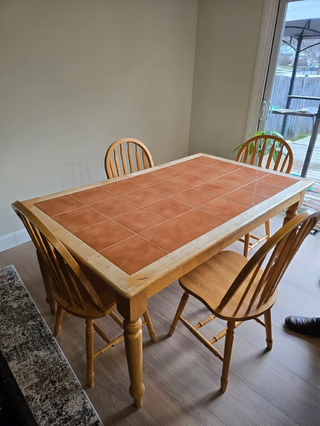 Dining Table with Tile Inlay, 62 x 37 inches