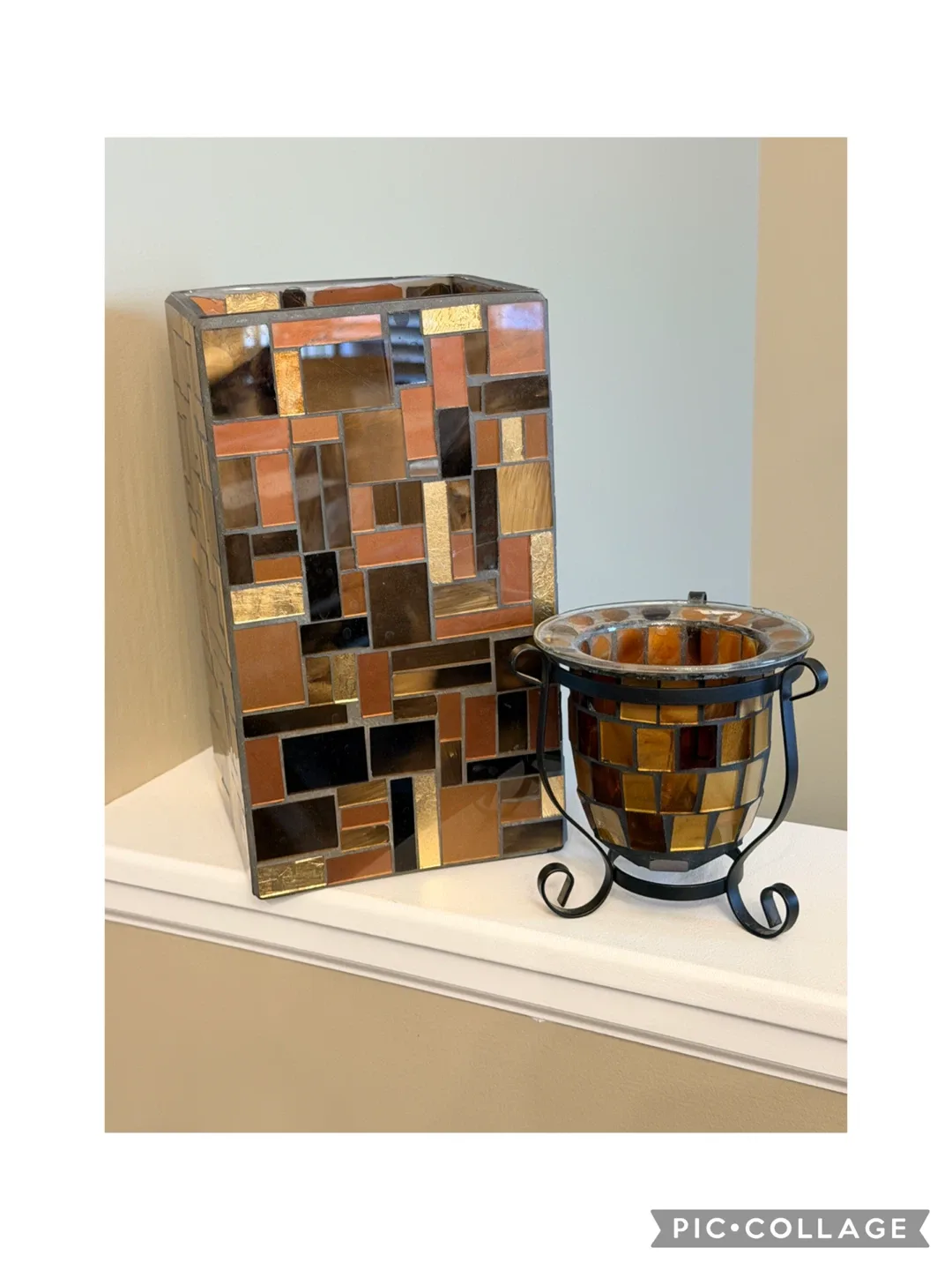 ✨ Large Rectangular Vase + Votive Holder – Matching Set