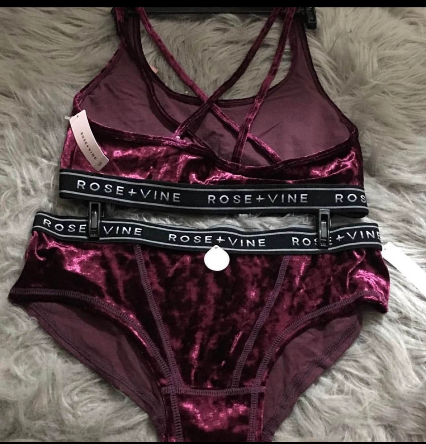 Rose + Vine Burgundy Velvet Lingerie Set - photo 2