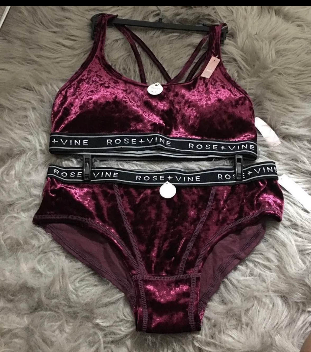 Rose + Vine Burgundy Velvet Lingerie Set