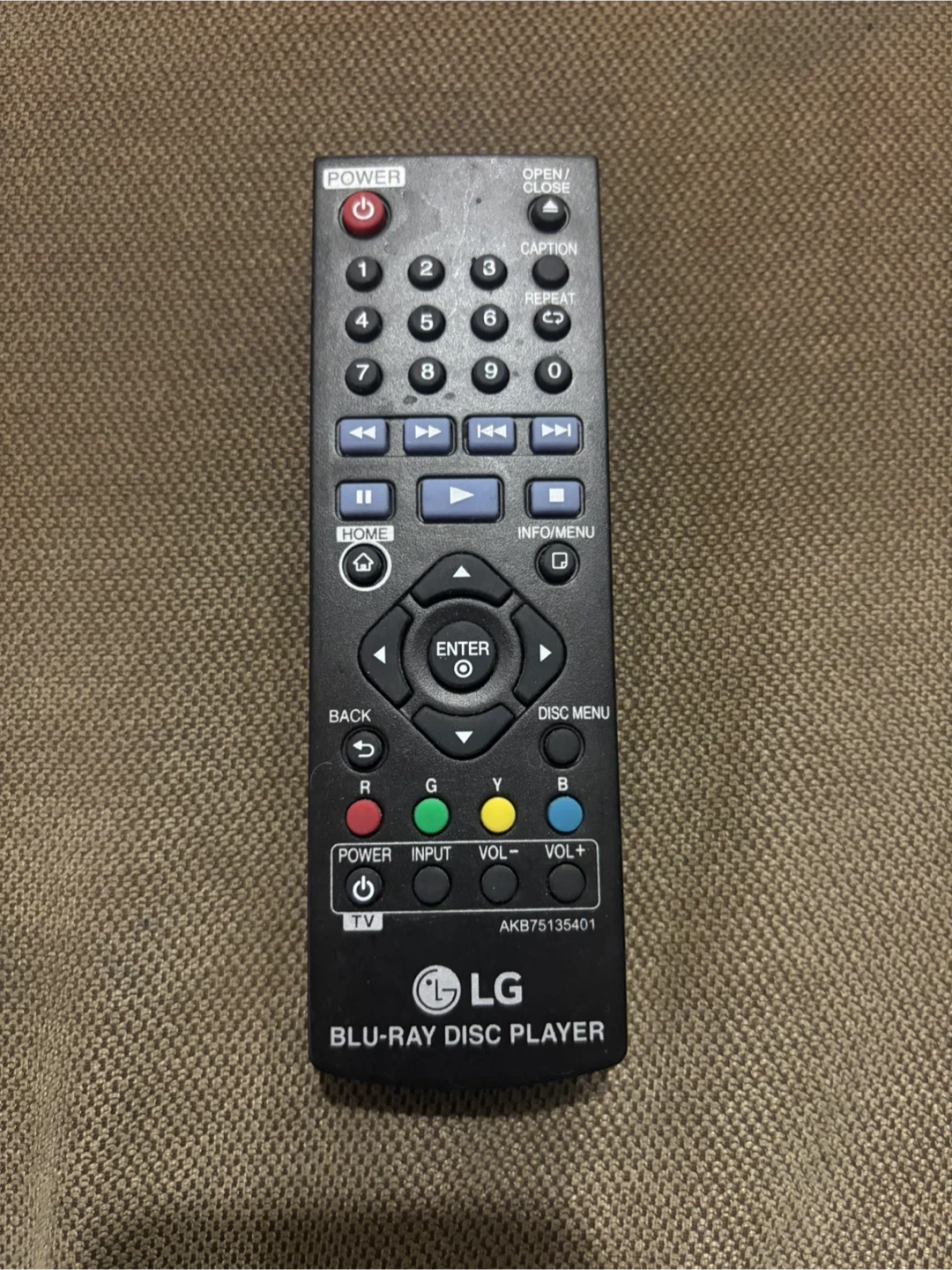 LG AKB75135401 Blu-Ray Disc Player Remote