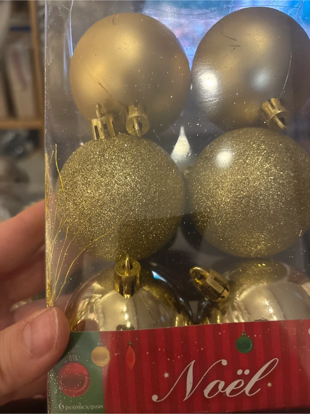 Noël Gold Christmas Ornaments (2 packs - 12 pieces in total) image indicator(3)