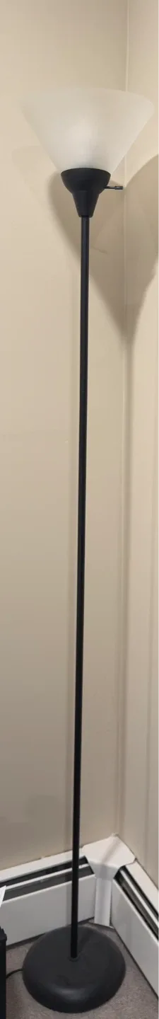 2 Black Floor Lamp with White Shade