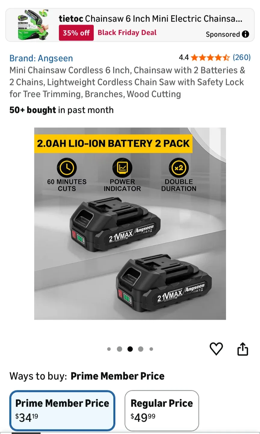 Angseen Mini Chainsaw 6-Inch, Cordless, New in Box! image indicator(2)