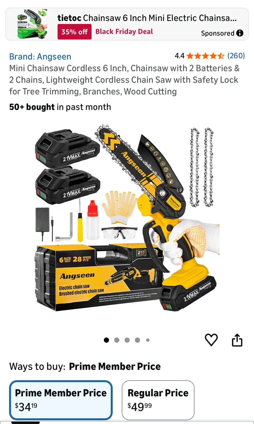 Angseen Mini Chainsaw 6-Inch, Cordless, New in Box!