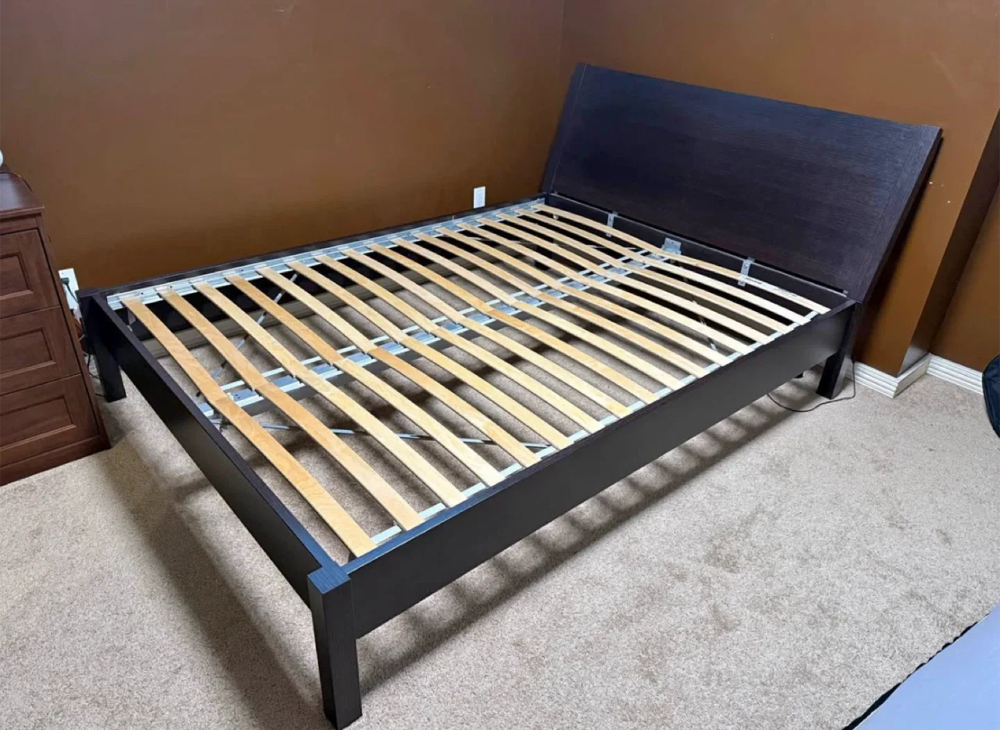 IKEA Nyvoll Queen Bedframe in Black-Brown