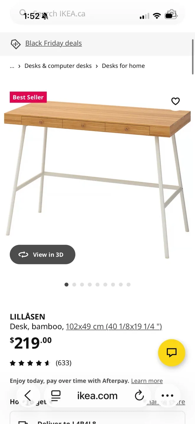 IKEA LILLÅSEN Desk - Bamboo - 102x49 cm image indicator(2)
