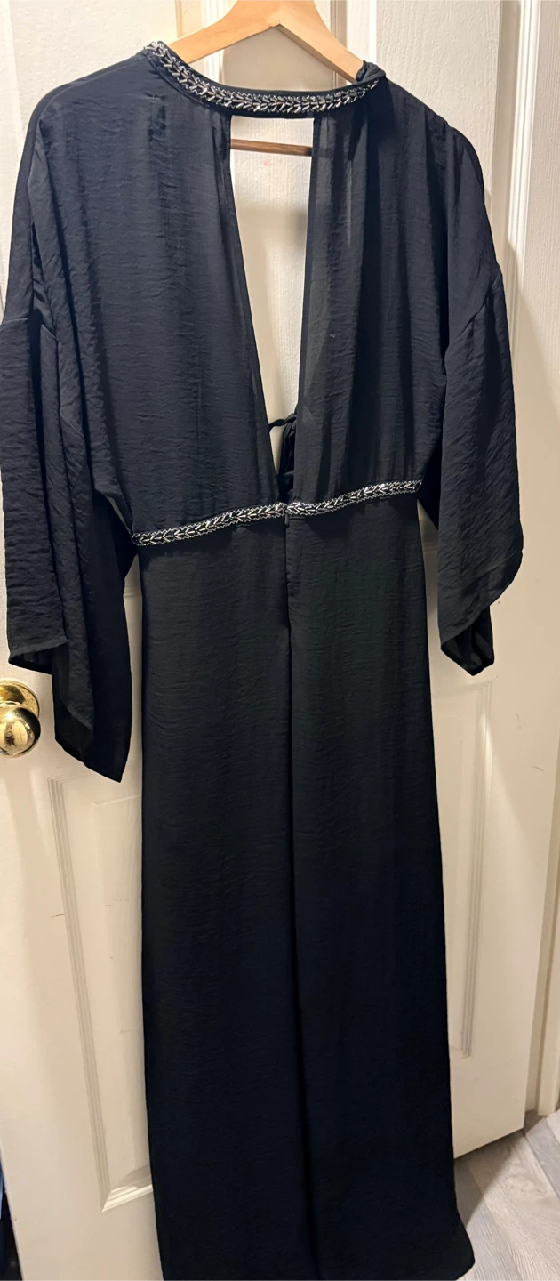 Black Maxi Jumpsuit with Silver Trim - photo 4