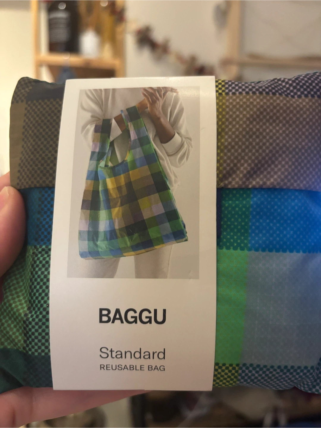 BAGGU Standard Reusable Bag - Madras No. 3