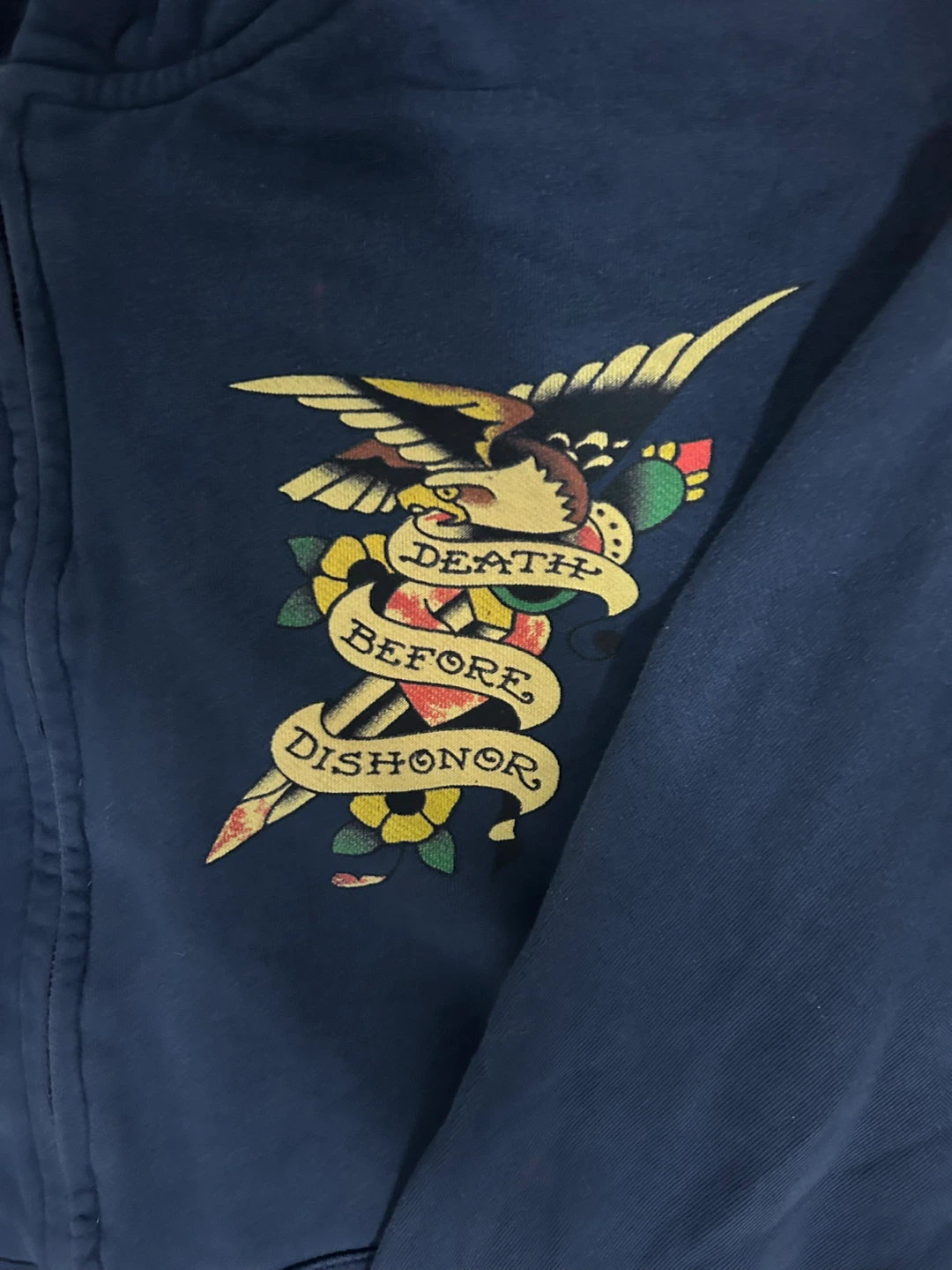 navy blue vintage Ed Hardy Zip Up Hoodie - photo 2