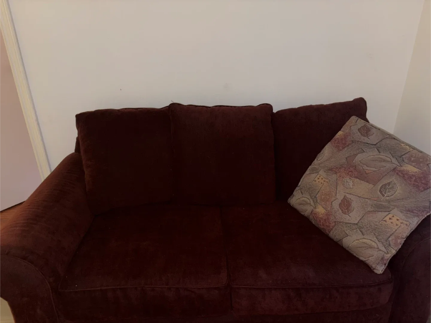 Burgundy Loveseat Sofa with Ottoman image indicator(2)