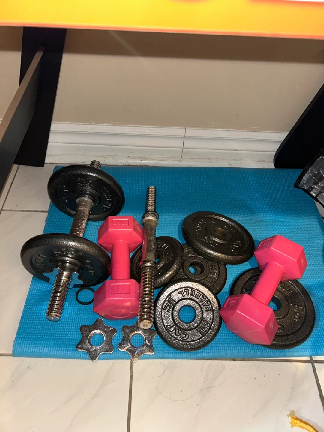Dumbbell Set with Weights and Barbell