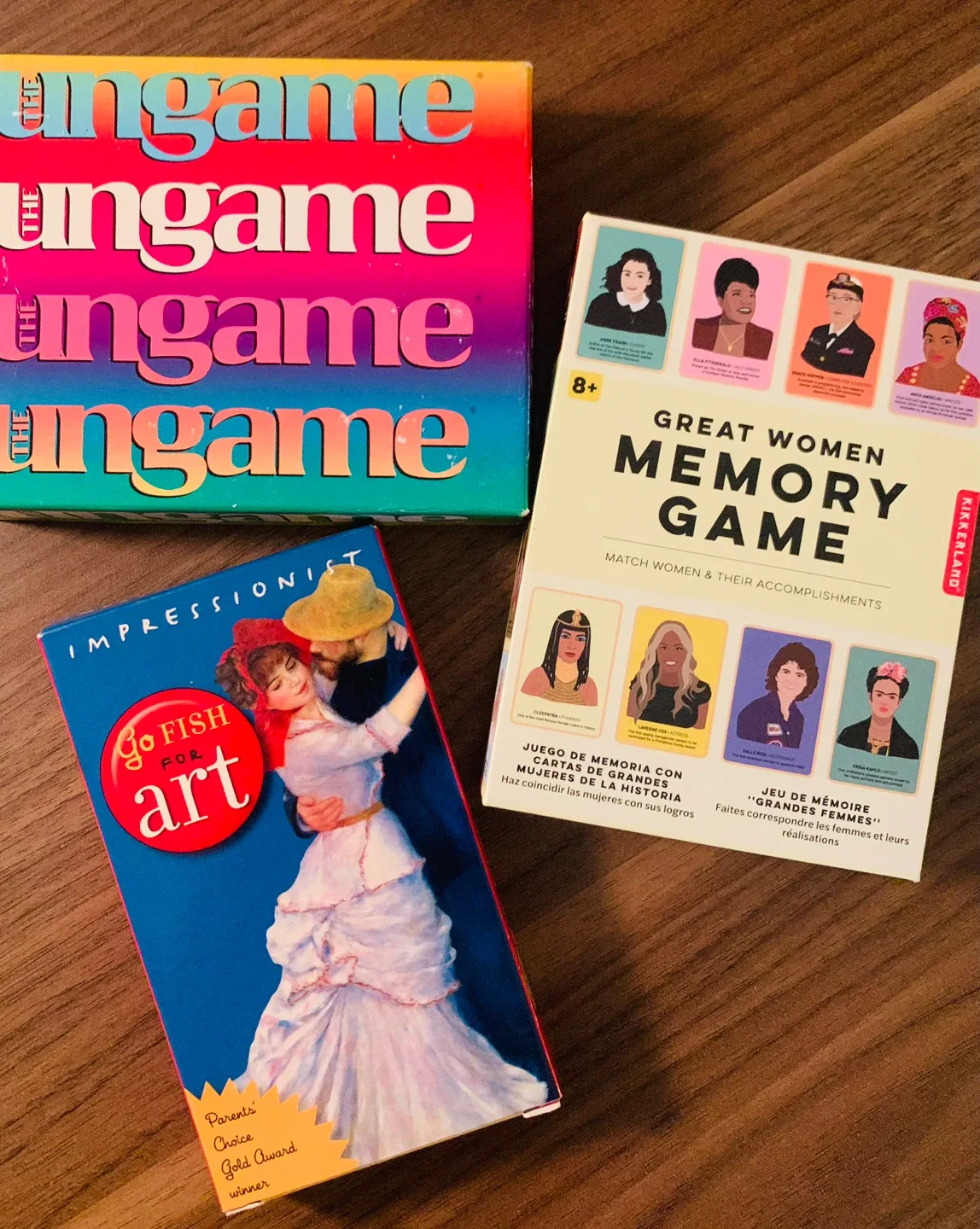 Board Games Lot: Go Fish Art, Great Women Memory Game, Ungame