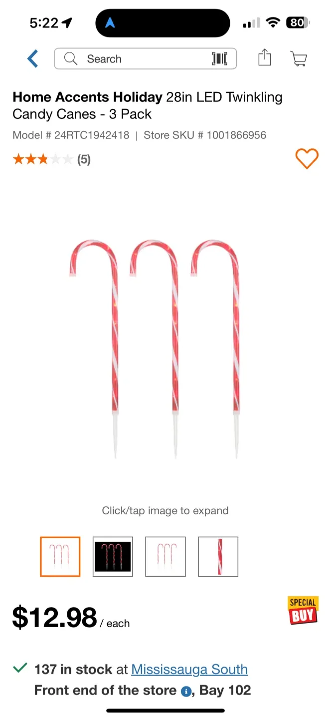 Home Accents Holiday 28in LED Candy Canes - 3 Pack