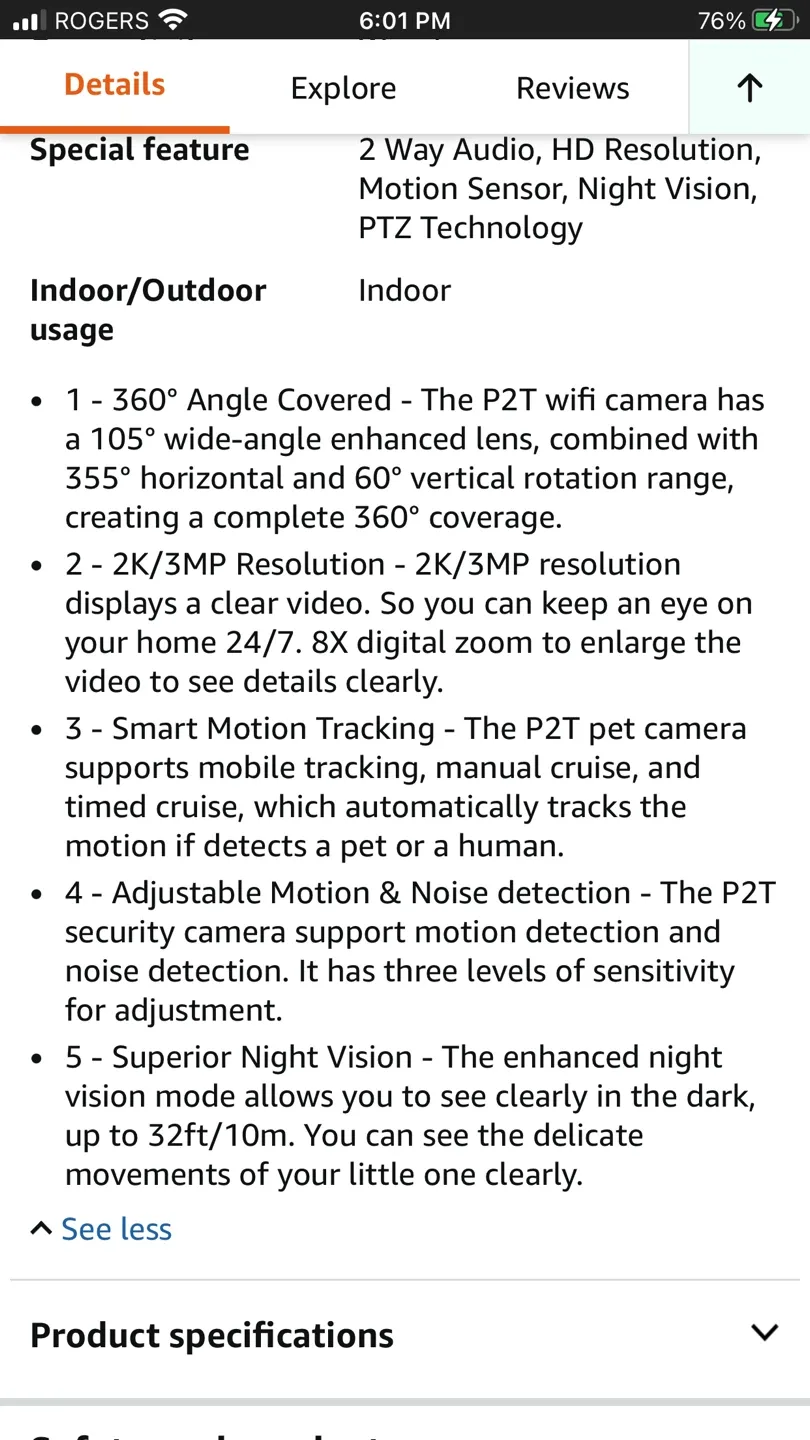 New opened but unused Laxihub P2T Indoor Security Camera image indicator(4)