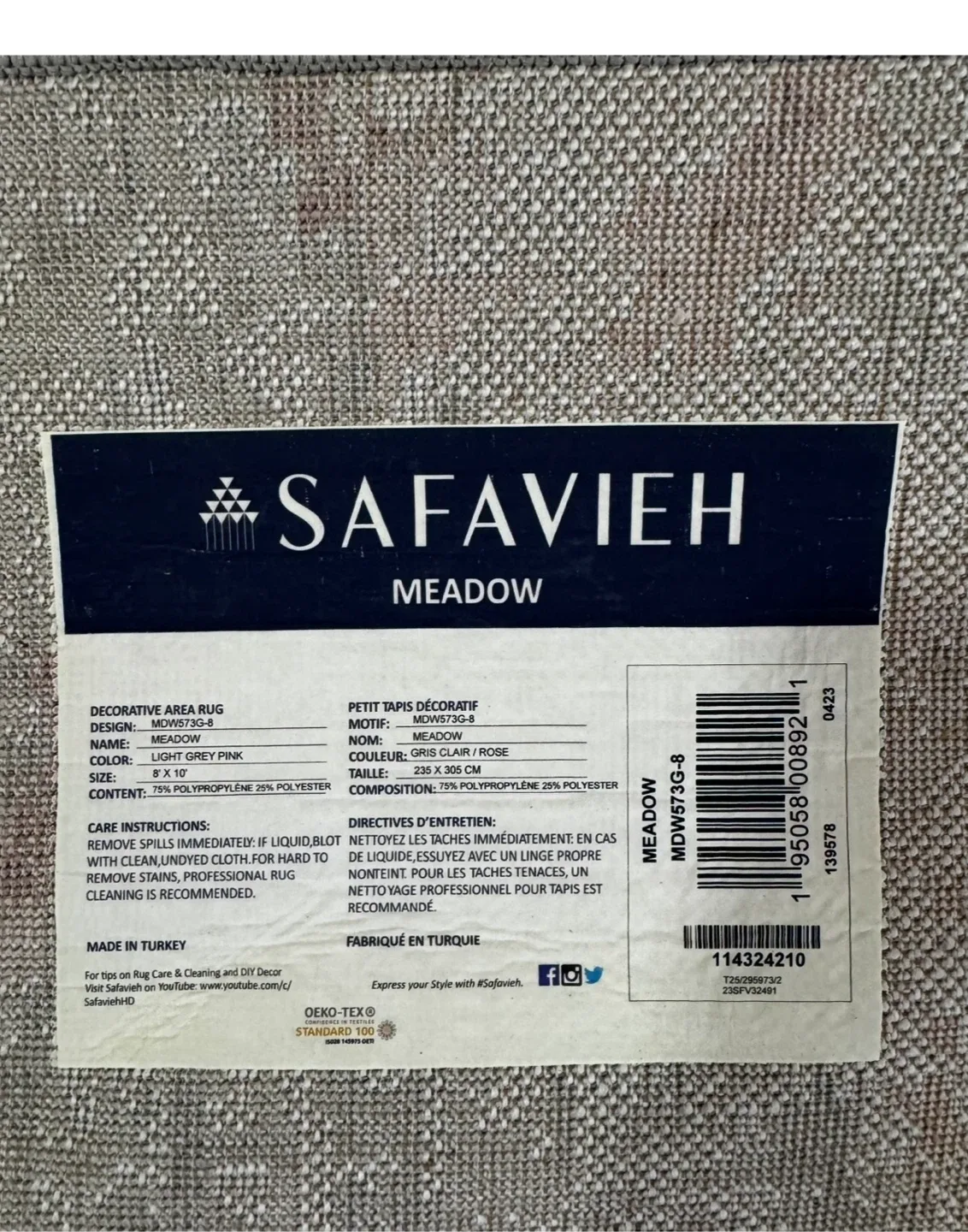 Safavieh Meadow Area Rug - 8' x 10', Light Grey Pink image indicator(2)