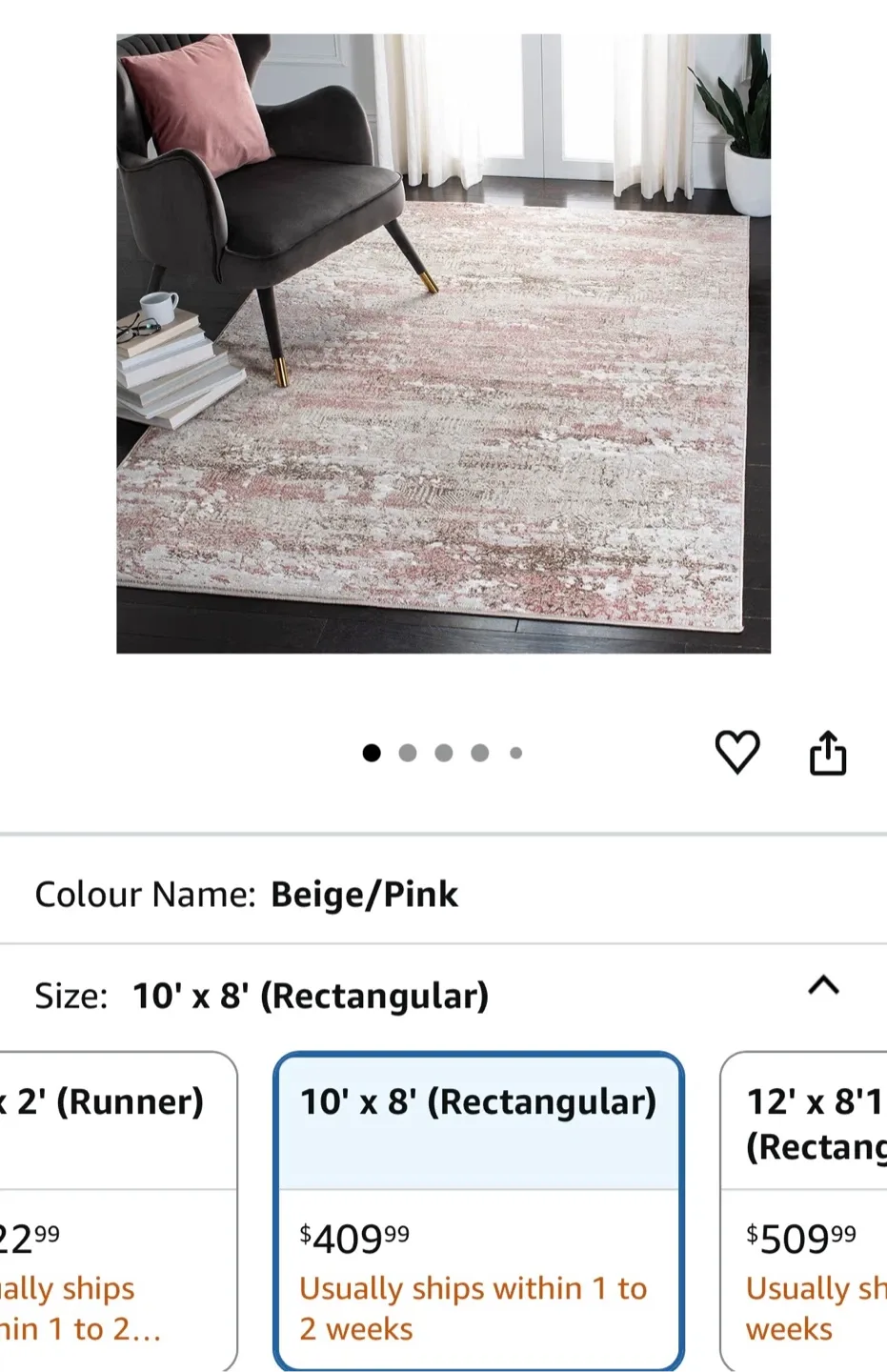 Safavieh Meadow Area Rug - 8' x 10', Light Grey Pink image indicator(3)