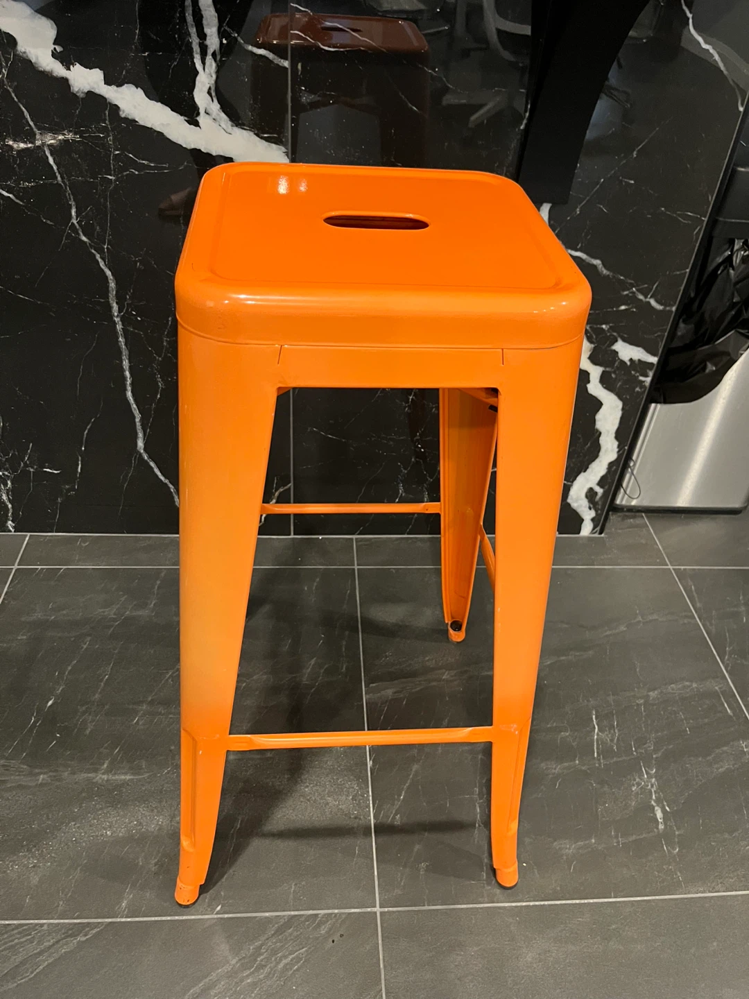 Orange Metal Bar Stool - photo 2
