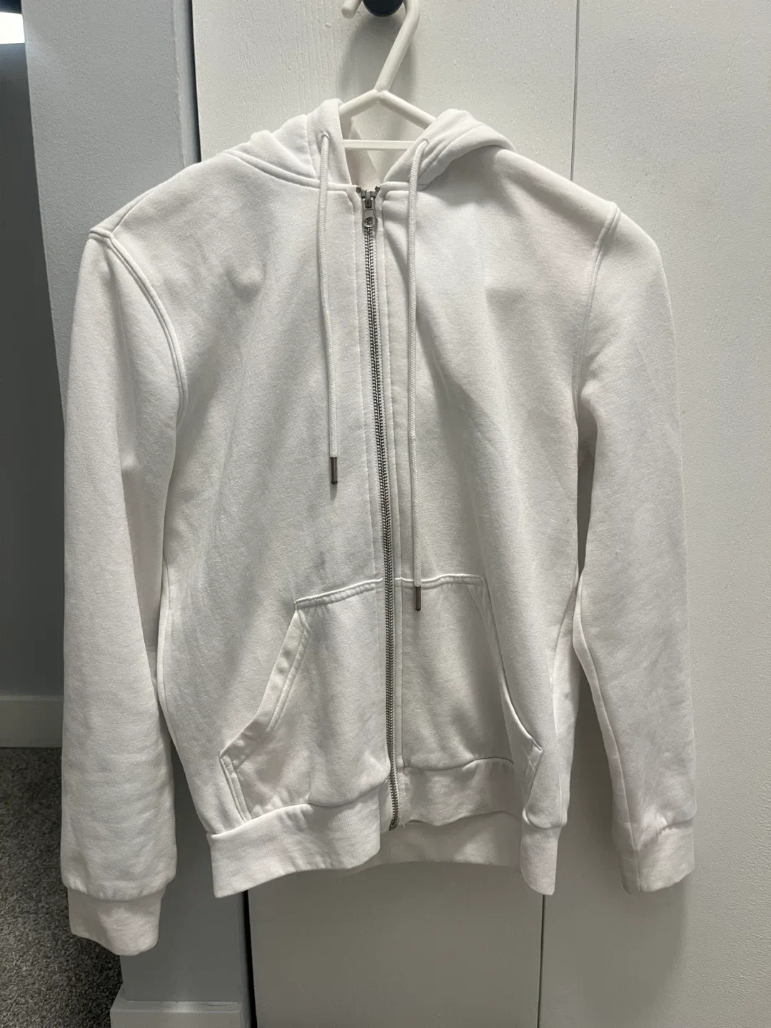H&M White Zip-Up Hoodie - Size S