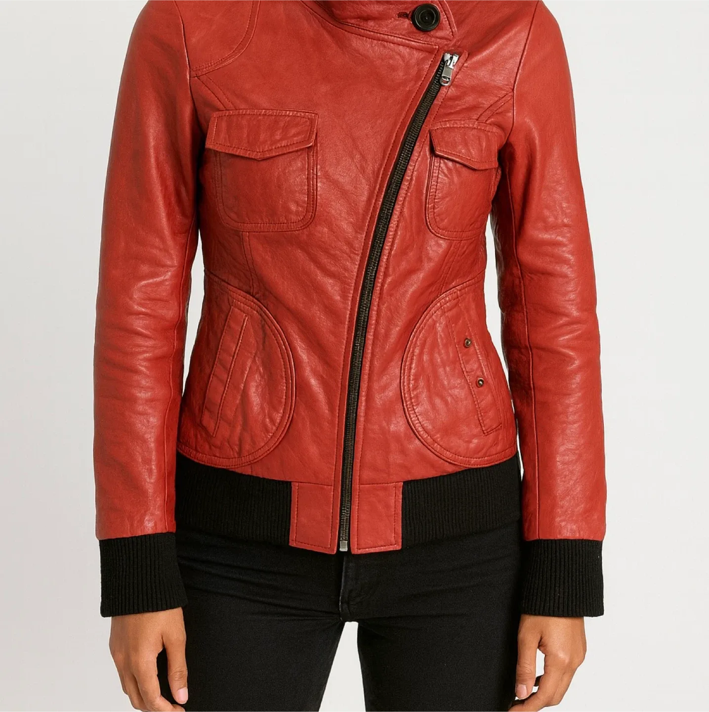 SOIA & KYO Red Leather Jacket