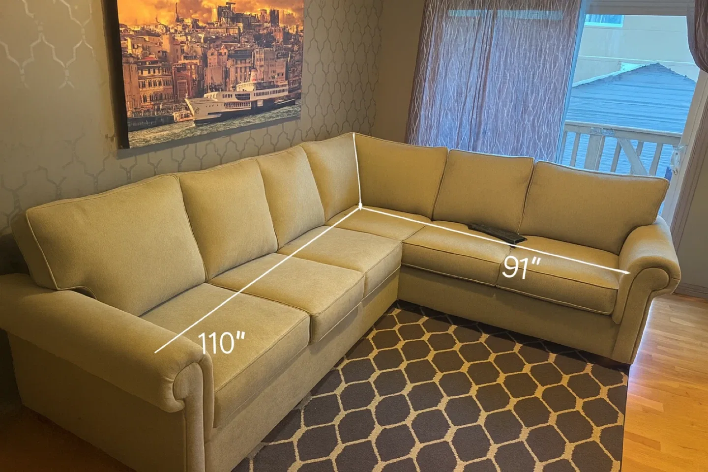 Sectional Sofa - Beige, 110" x 91"