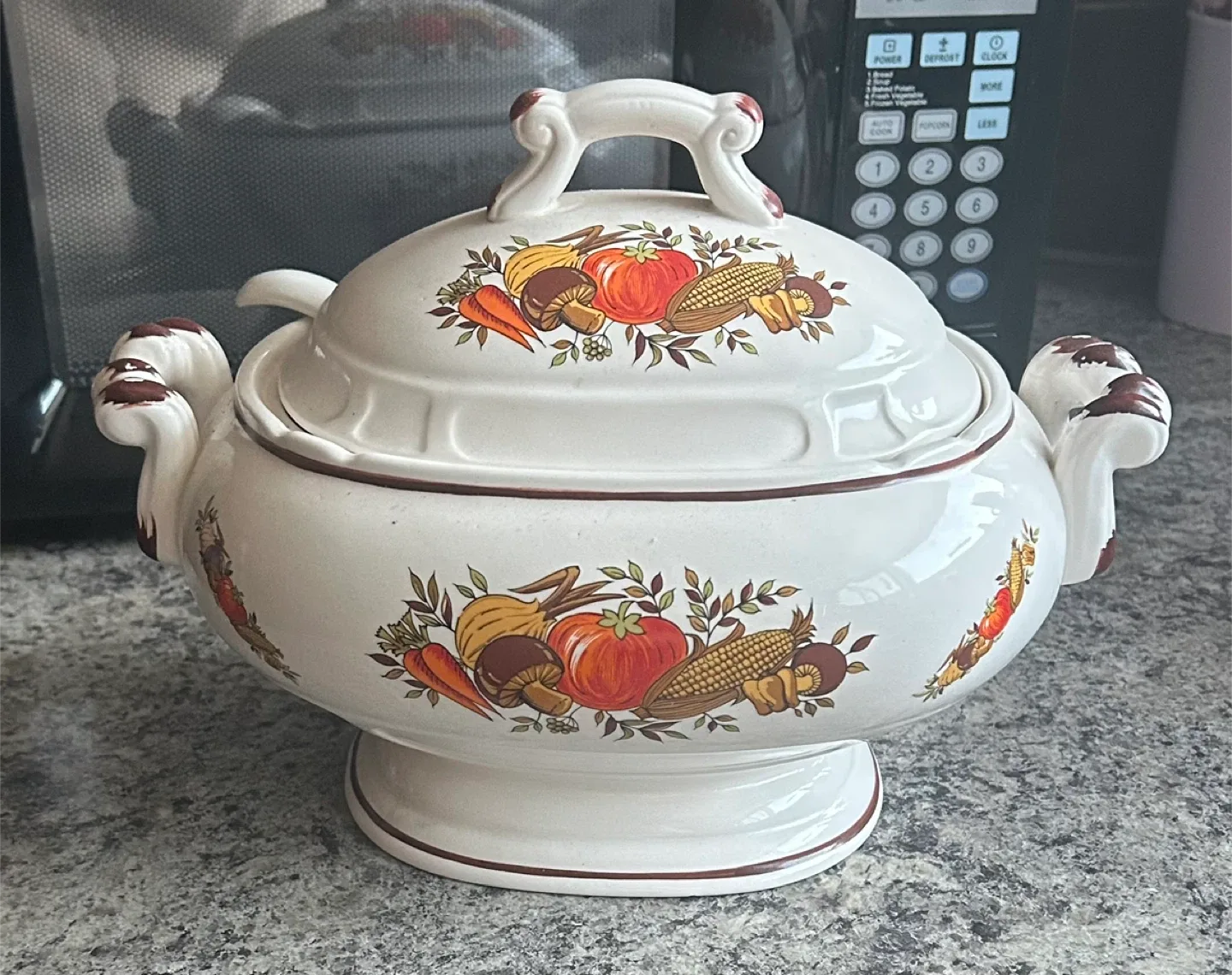 Vintage Vegetable Patterned Soup Tureen
