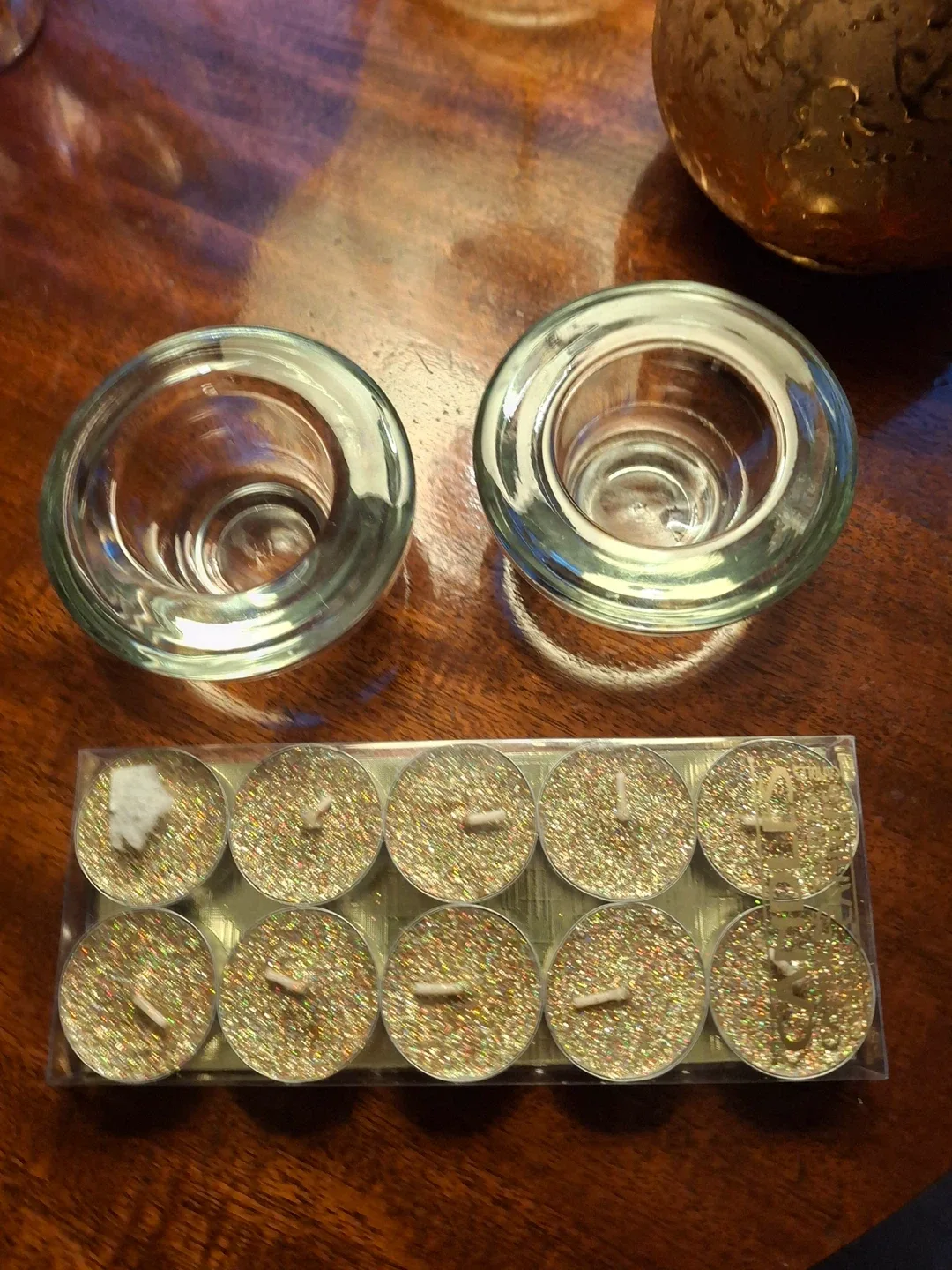 Tea light holders & sparkly tea candles