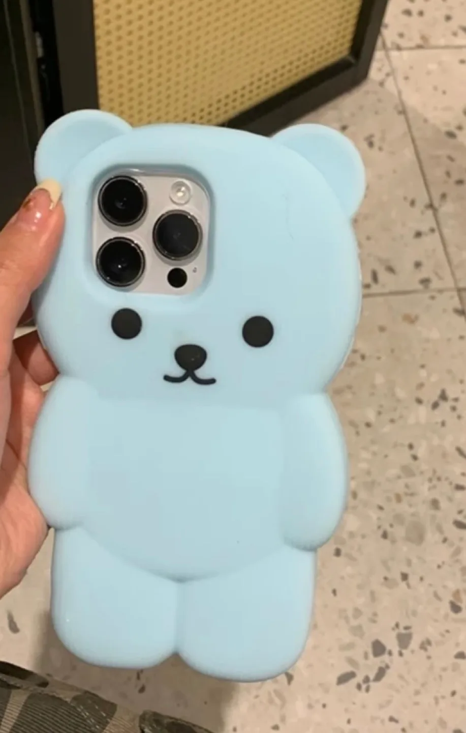Cute Bear iPhone Case - Light Blue