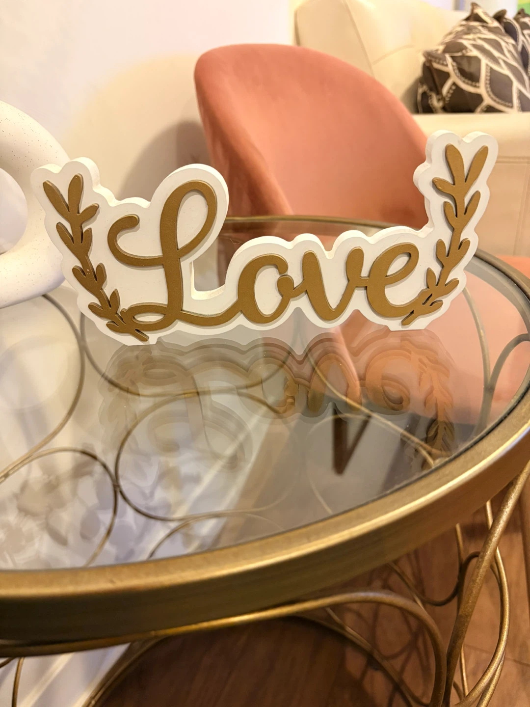 Love Decorative Sign - Gold & White