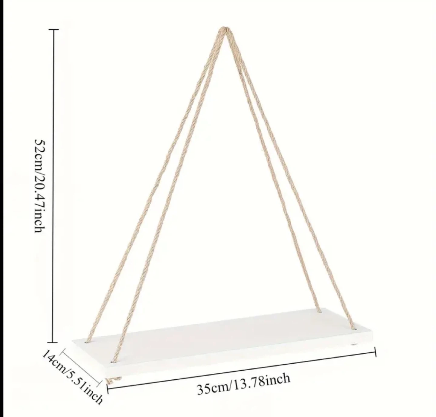 Hanging Shelves, Wood & Rope, 20" Height - photo 2