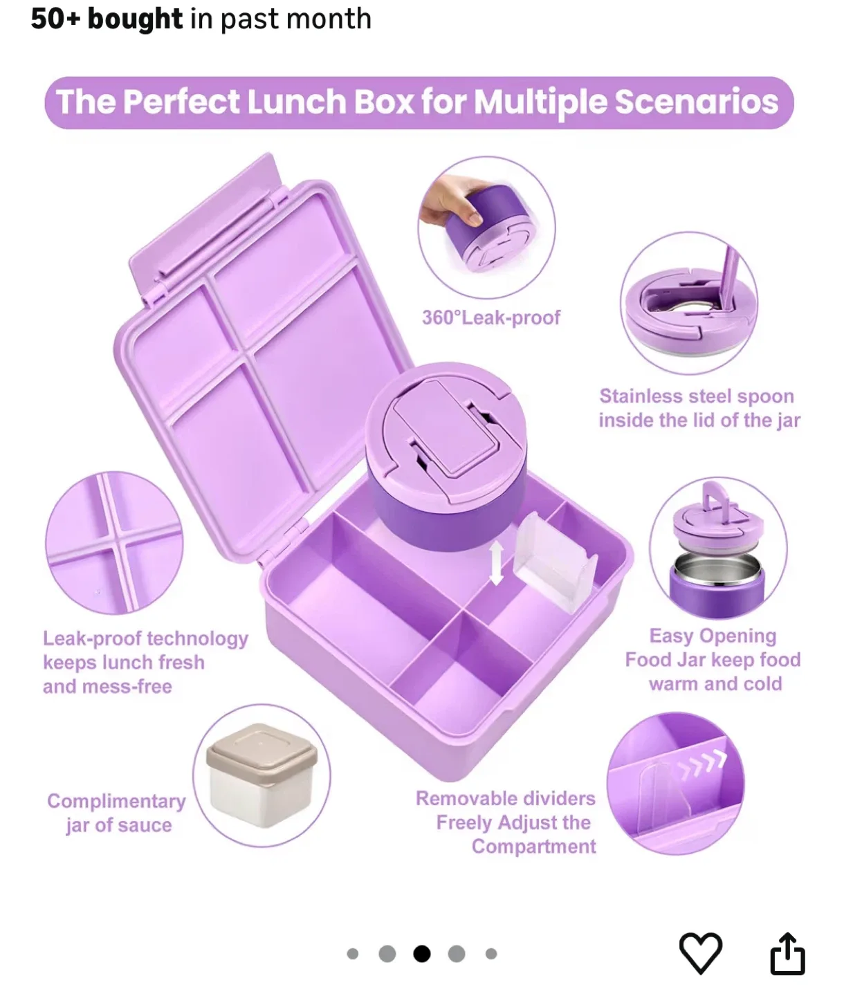 Purple Bento Lunch Box with Thermos