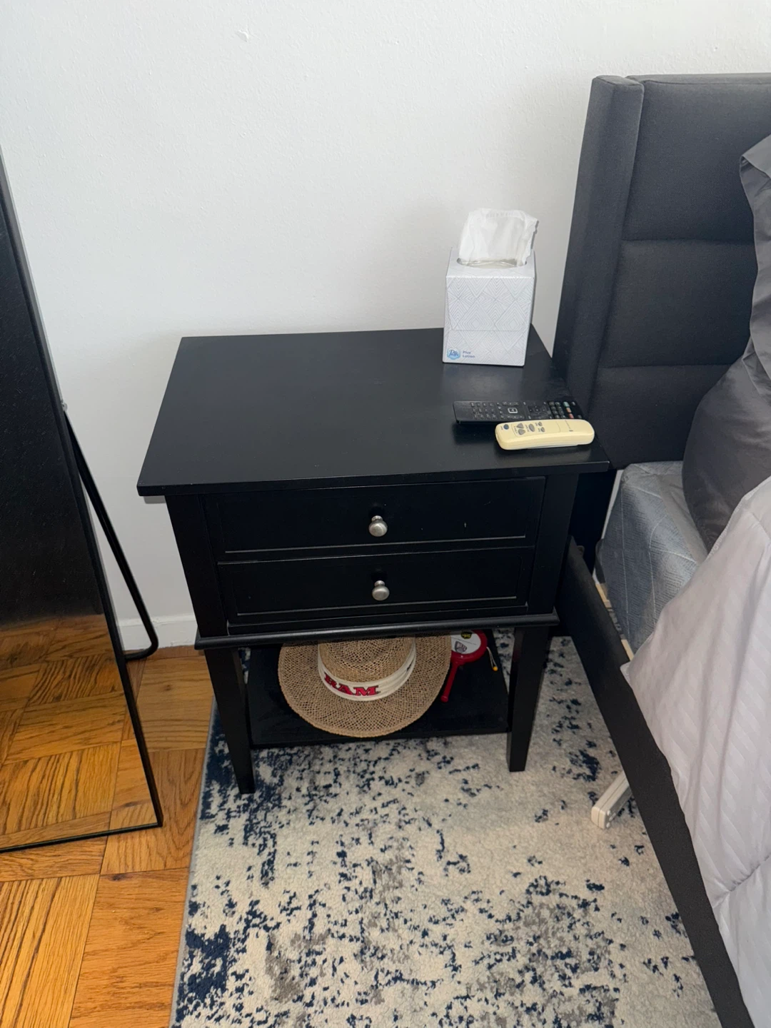 Black Nightstand with Two Drawers - photo 2
