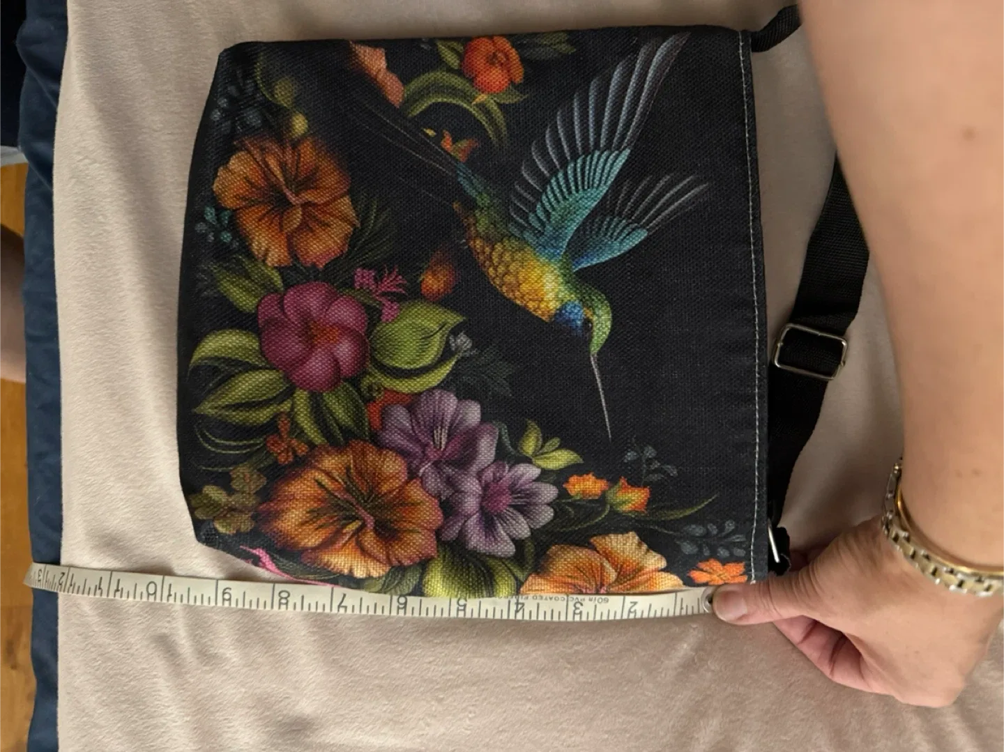 Floral Hummingbird Print Crossbody Bag image indicator(2)