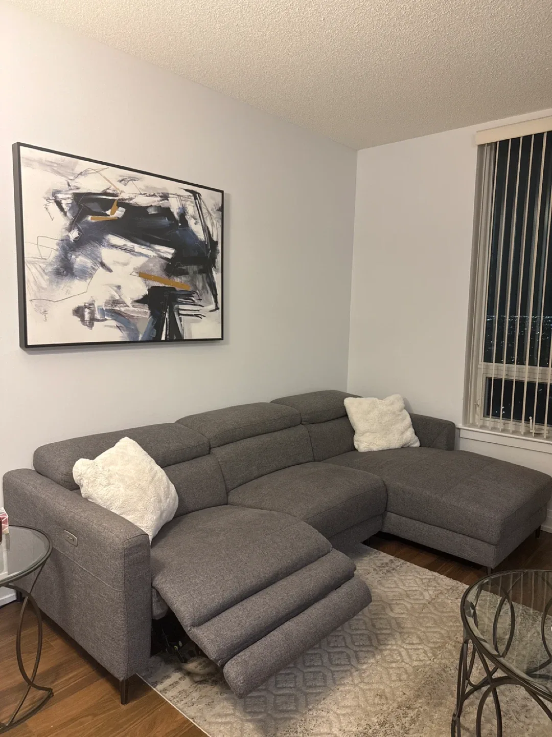 Grey Sectional Sofa with Recliner