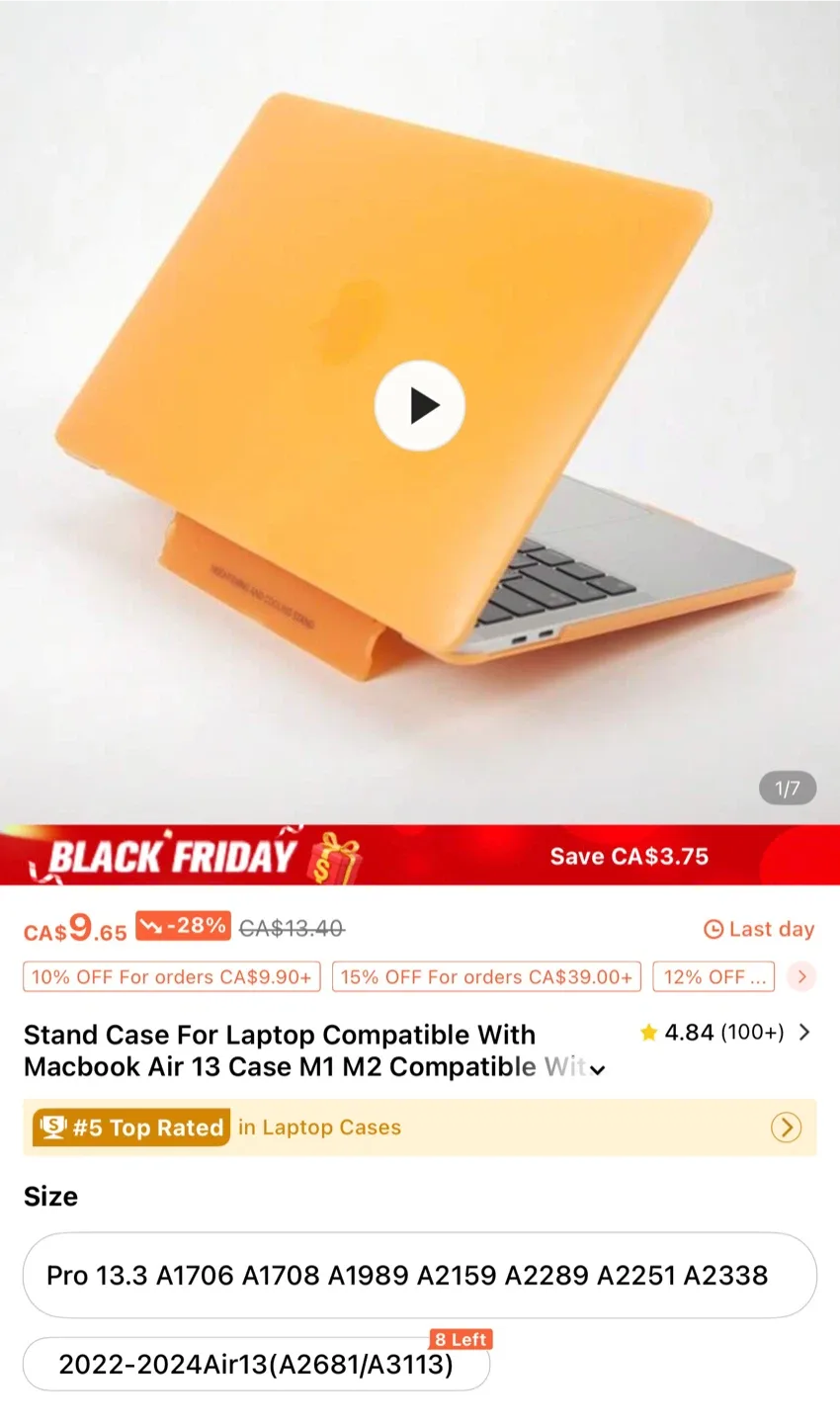 Laptop Case for Macbook Air 13 M1 M2 - Orange