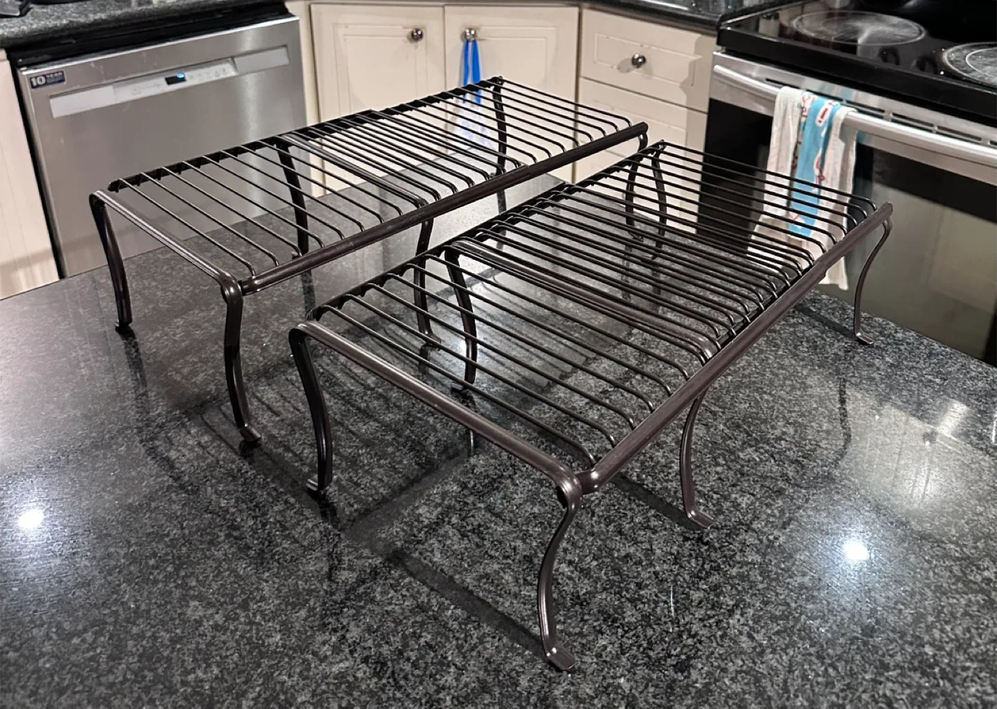 Set of 2 Bronze Kitchen Shelf Organizers