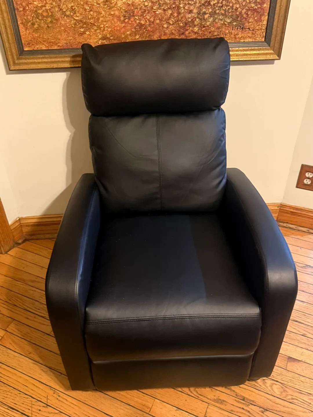 Set of 4 Modern Black Faux-Leather Recliner Chairs