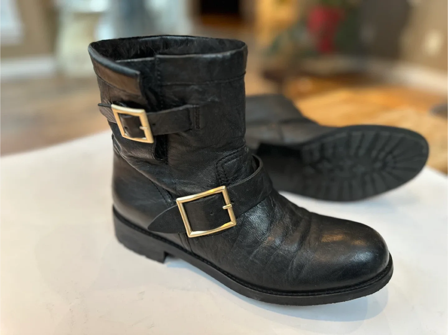 JIMMY CHOO authentic women’s  Moto Boots Sz. EUR 39/ US 8-8.5 image indicator(2)