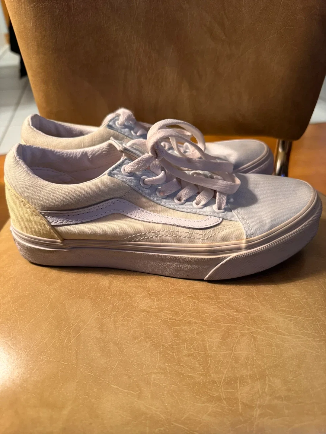 Vans Old Skool Kids Size 3 Light Blue/Yellow