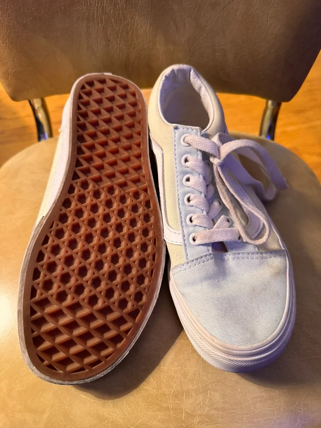 Vans Old Skool Kids Size 3 Light Blue/Yellow image indicator(2)