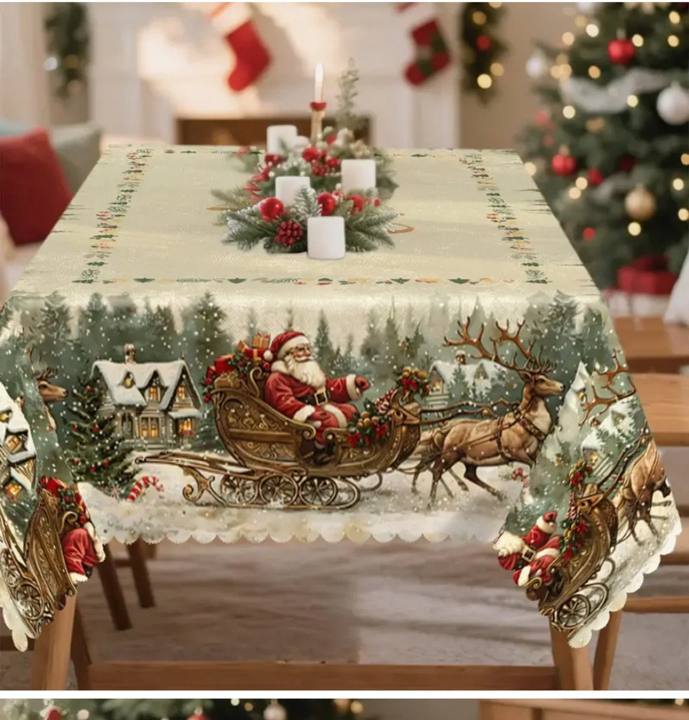 Christmas Tablecloth & Pillow Covers Set