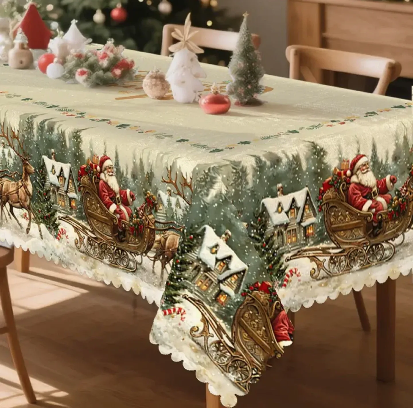 Christmas Tablecloth & Pillow Covers Set image indicator(3)