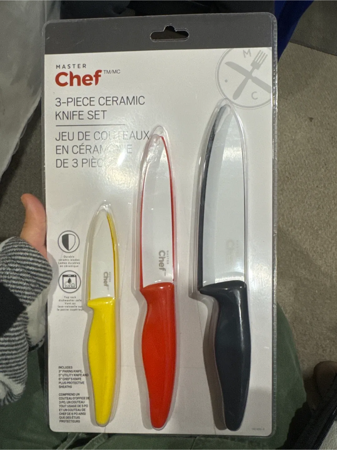 Master Chef 3-Piece Ceramic Knife Set - New