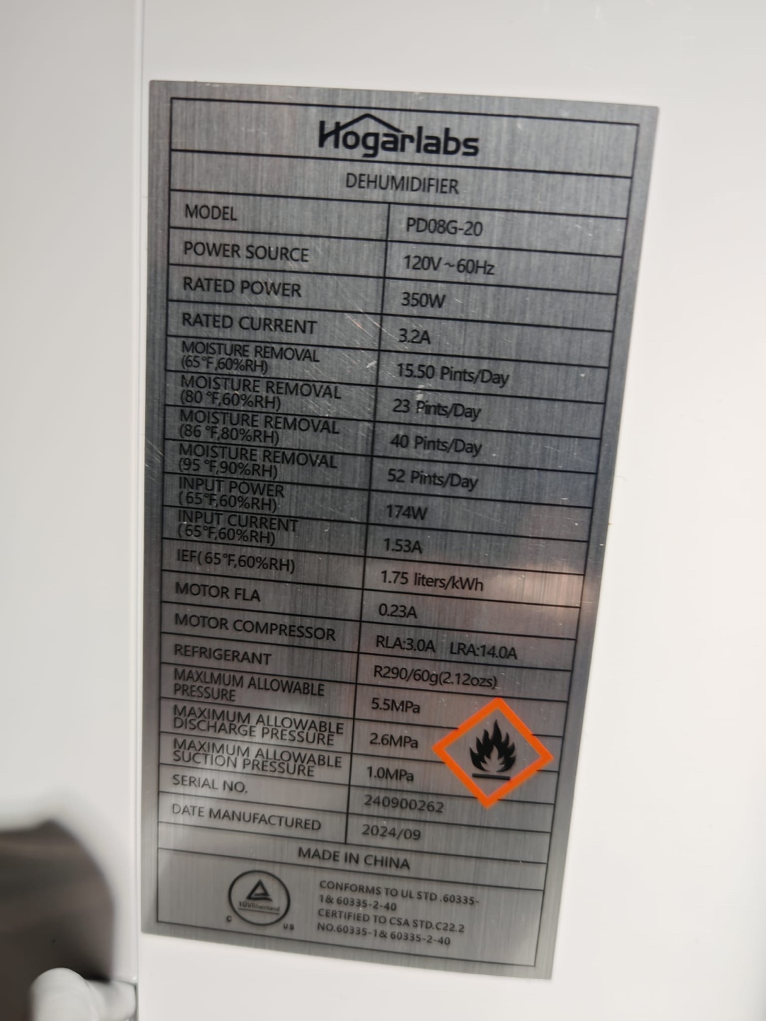 Hogarlabs Dehumidifier PD08G-20 - photo 4
